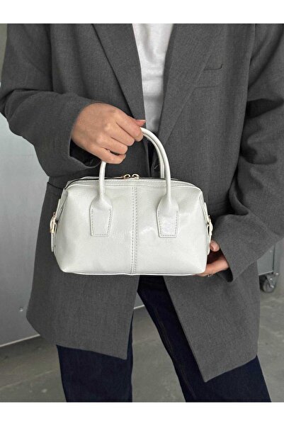 H&D COLLECTİON Very Useful Cylinder Model Medium Size Soft Leather Long Strap Shoulder Bag 106