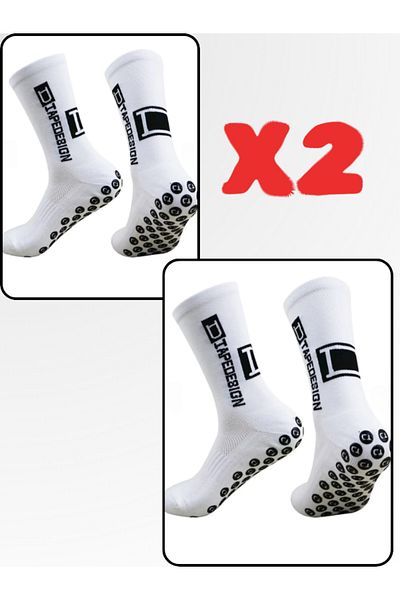 Shuttle Park Πακέτο 2 Unisex Λευκές Αντιολισθητικές Πετσέτες Σιλικόνης Σόλα χωρίς ραφή Match Pro Athlete κάλτσες