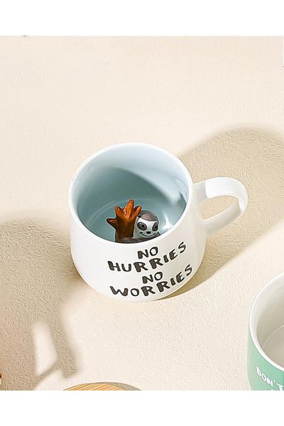 MUKKO HOME 3D Porcelain Mug – with Sloth Figure, 350 Ml, Fun and Stylish Design
