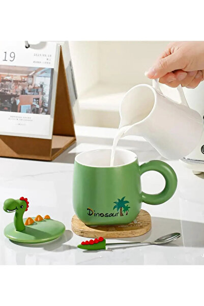 Store Dinozor Figürlü Seramik Kupa (YEŞİL)