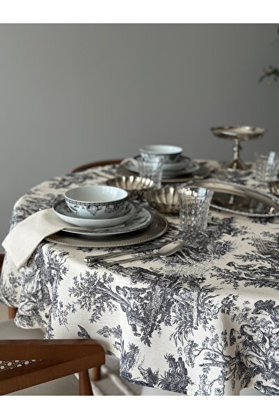 Alseko Concept Față de masă cu model țăran britanic negru