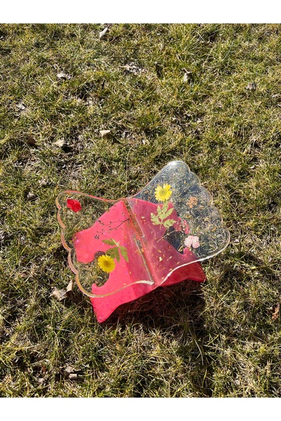 Glit Glass El Yapımı Çiçekli Epoksi Rahle - Zarif ve Şık