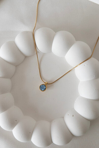 Karflake Narflake Çelik Ince Zincir Ile Altın Kaplama Damla Kolye Ucu Ile Tasarlanmış Çelik Kadın Kolye