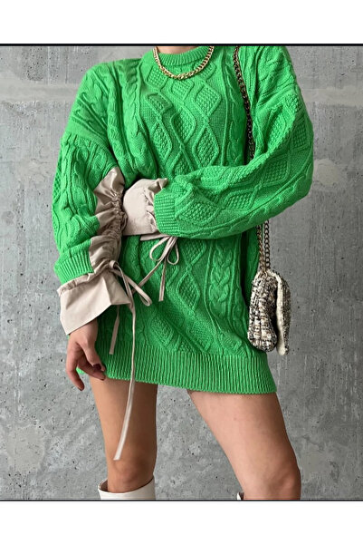 Butik BÜZGÜLÜ KOL GÖMLEK DETAYLI TUNİK KAZAK