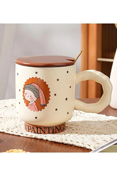 Store Ressam Art Figürlü Seramik Kupa (BEYAZ)