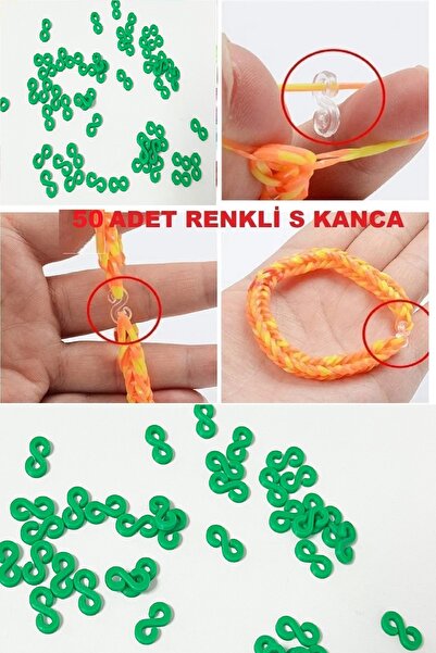 RELATOS 50 Adet  S Kanca -renkli Lastik Bileklik -toka Dıy Takı Yapımı Için B...