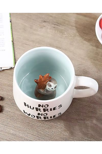 MUKKO HOME 3D Porcelain Mug – with Sloth Figure, 350 Ml, Fun and Stylish Design