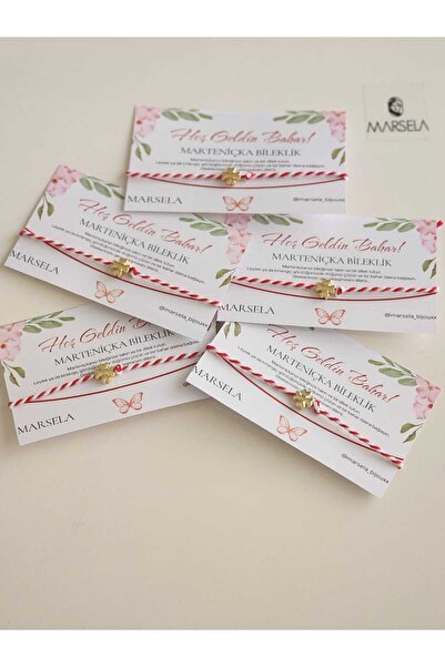 MORMAVİ MARTENIÇKA سوار ملون مكون من 5 قطع البرسيم - القلب - سوار سلسلة الفراشة