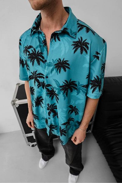 İLKCET MODA Πουκάμισο Unisex Oversize με σχέδιο παλάμης
