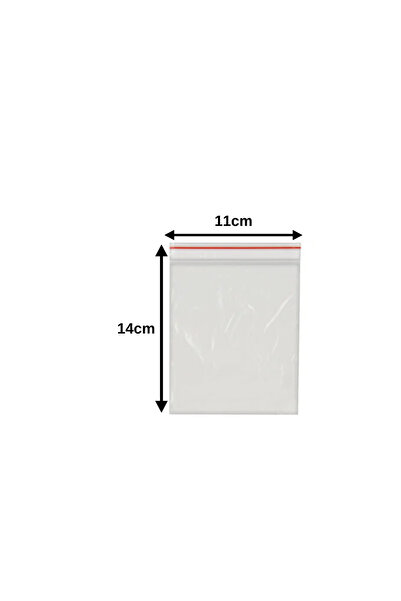 BAKOM AMBALAJ 100 Adet 11x14 Kilitli Poşet / Kına Çerez Kuruyemiş Hurma Naylonu / Şeffaf Torba Kilitli Torba
