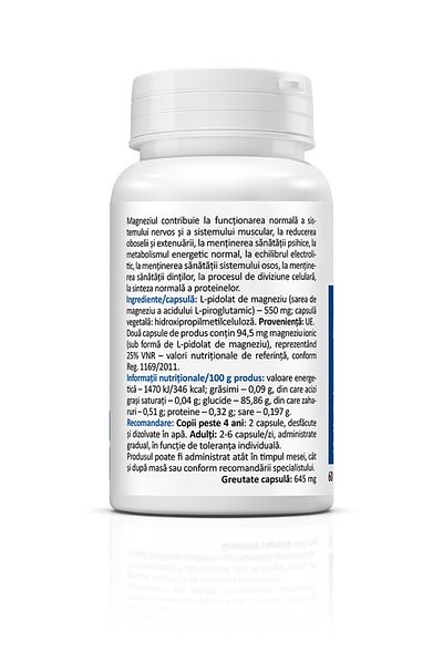 ZENYTH Magnesium Pidolate, 60 Cps, Migraines Adults, Children, Nervous System Health, Fatigue Reduction