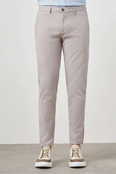 Morven Ανδρικό πέτρινο καλοκαιρινό βαμβακερό παντελόνι Chino με λεπτή εφαρμογή