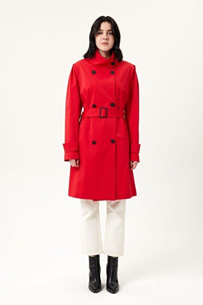 AGSPARK BELDEN KEMERLİ KOLLARI APOLET DETAYLI ÇİFT KAPAMALI TRENÇKOT