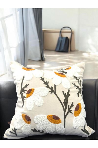 HD HOME COLLECTİON (2 τεμάχια) Καλύμμα μαξιλαριού ριχτάρι από λινό ύφασμα Daisy (PANÇ)