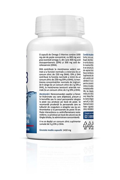 ZENYTH Omega 3 Marine, Fish oil with high content of EPA (400 mg) and DHA (300 mg), 60 soft capsules