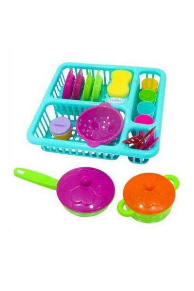 BambaPaw Toy Dish Cookware Plate Set + 12-Piece Cuttable Fruit and Vegetable Set, Toy Dish Set