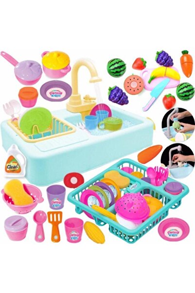 Oyuncakhane Toy Kitchen Set + Frozen Dish Rack + Plates + Fruit Set