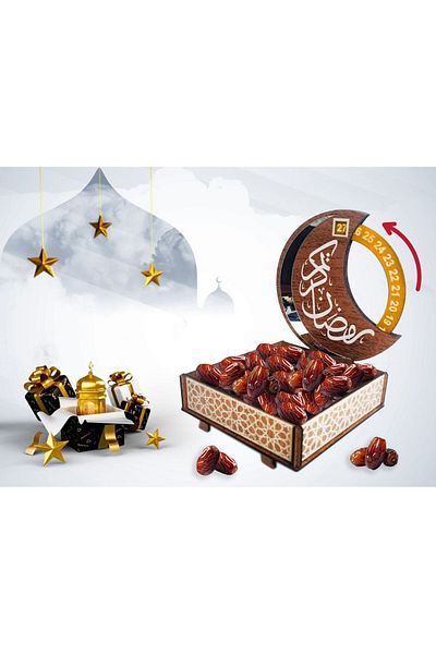 skycott Ramadan Special Wooden Turkish Delight Chocolate Dates and Nuts Ornament Decorative Plate, Wooden Ramadan Calendar