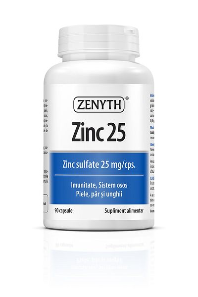 ZENYTH Zinc 25, 90 Capsules, Food Supplement With Zinc Sulfate, 25 Mg/capsule,