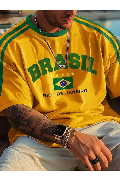 bellanova Erkekler için Brezilya desenli tişört,