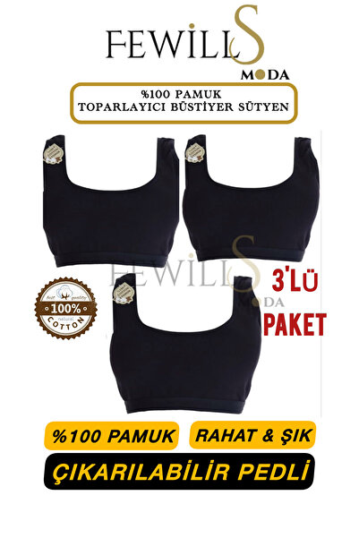 FEWİLLS MODA عبوة مكونة من 3 قطع من حمالة الصدر النسائية المبطنة من Cikarilabi̇li̇r