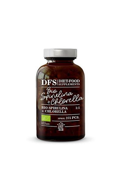 Diet Food Spirulina Bio + Chlorella, 375 tablete x 400mg, Diet Food, 150 g