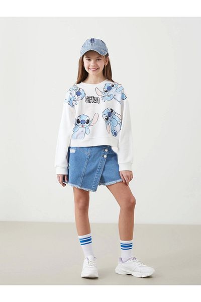 LC Waikiki LCW Kids Blue lányok Jean rövidnadrág szoknya elasztikus derékkal