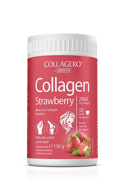 ZENYTH Collagen Type I and III Verisol, 150 G, Wrinkles, Hair, Nails, Joints, Strawberry 50 Servings,