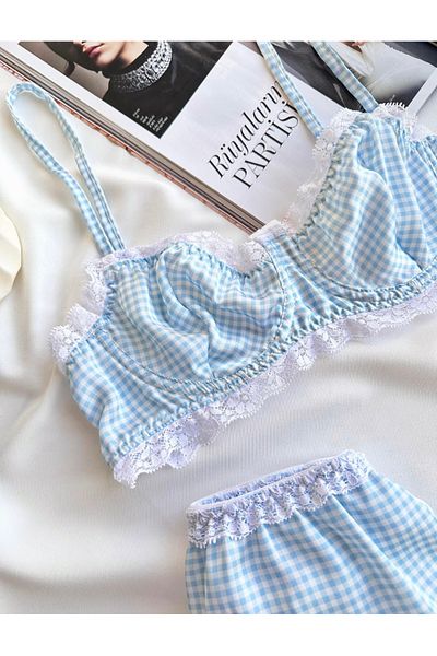 İNKO İÇ GİYİM Set tanga sutien cu sârmă din satin