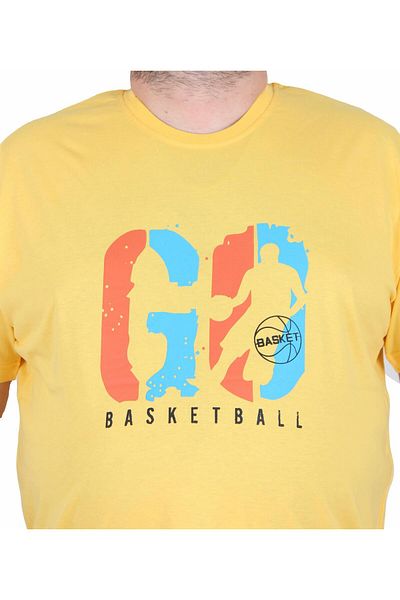 MocGrande Men's Plus Size Crew Neck T-Shirt Lets Go 25161 Yellow