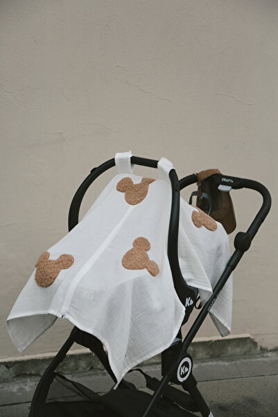 DERY BABY Teddy Souris Fermuarlı 2 Kat Müslin Puset Örtüsü