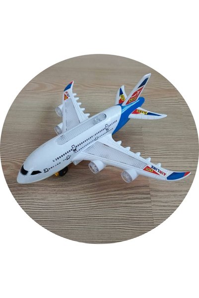 TAN EXPRESS Hareketli Pilli Işıklı Çarp Dön Aırbus Uçak (A380) 28.5x23 Cm.1 Adet