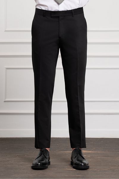 Morven Men's Black Polyviscon Basic Slim Fit Slim Fit Trousers