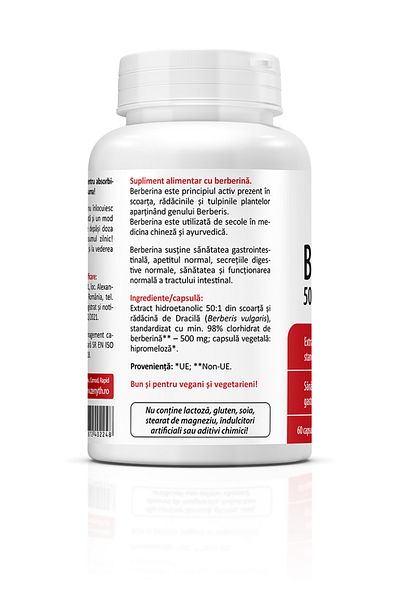 ZENYTH Βερβερίνη, 500 Mg, 60 κάψουλες, Ρύθμιση σακχάρου στο αίμα, χοληστερόλης και τριγλυκεριδίων,