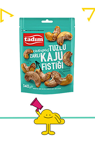 Tadım Kavrulmuş Tuzlu Zarlı Kaju Fıstığı (3 Paket * 140 Gr)