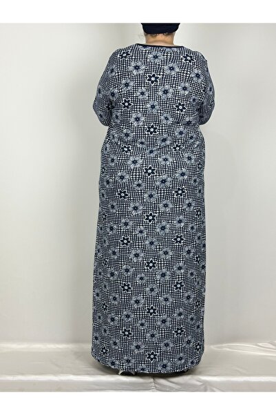 YAŞAR TRİKO Γυναικείο Navy Blue White Crew λαιμόκοψη μακρυμάνικο μανίκια ελαστικά σουέτ εποχιακό μητρικό φόρεμα