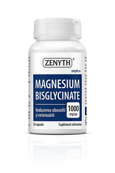 ZENYTH Magnesium Bisglycinate, 30 Cps, Fatigue Reduction, , Anxiety, Migraines, Stress, 1000mg