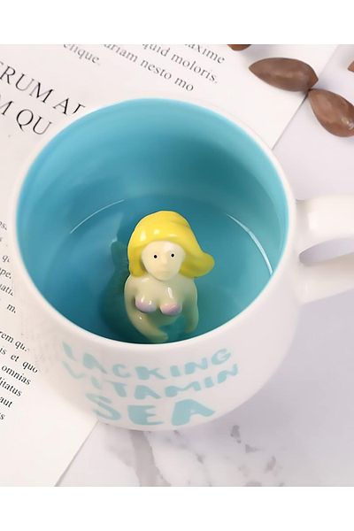 MUKKO HOME 3D Porcelain Mug – with Mermaid Figure, 350 Ml, Fun and Stylish Design