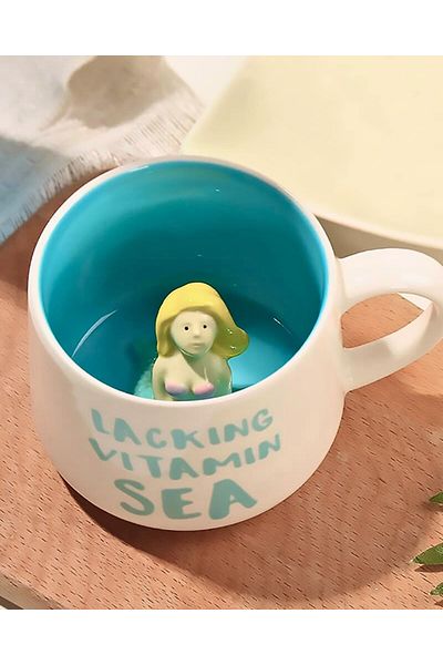 MUKKO HOME 3D Porcelain Mug – with Mermaid Figure, 350 Ml, Fun and Stylish Design