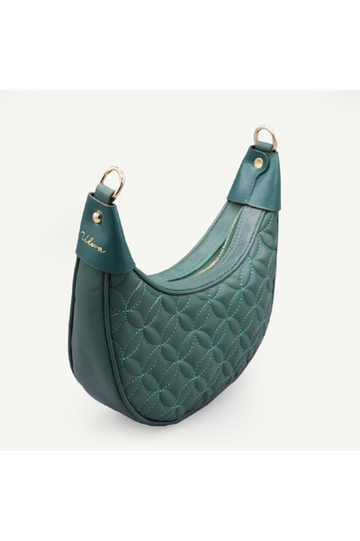 Uderra Leather حقيبة كتف من الجلد الطبيعي مبطنة باللون الأخضر من Uderra-S1KM0002