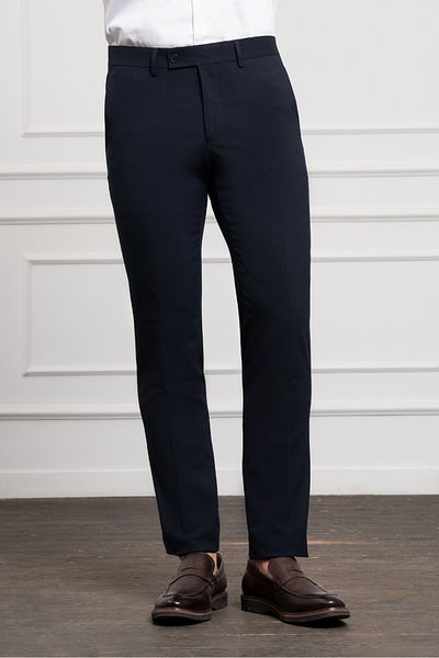 Morven Men's Navy Blue Polyviscon Basic Slim Fit Slim Fit Classic Trousers