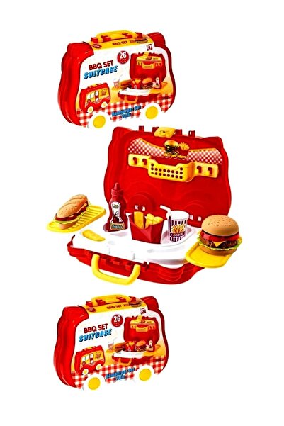 Oyuncakhane Özel Hambuger Valiz Tekerlekli Patates Ketçap Hamburger Sandviç O...