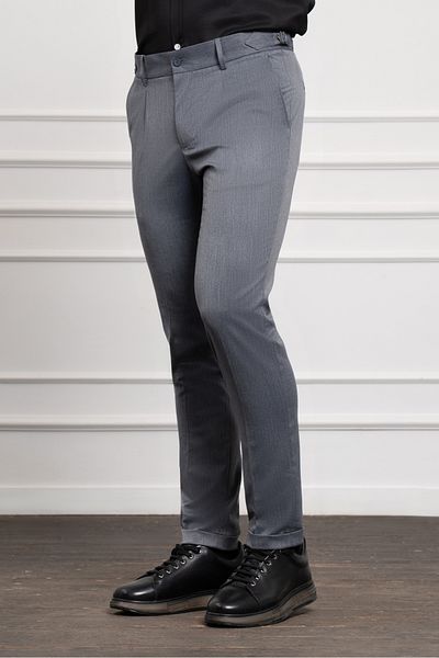 Morven Men's Navy Blue Trend Slim Fit Slim Fit Pleated Trousers