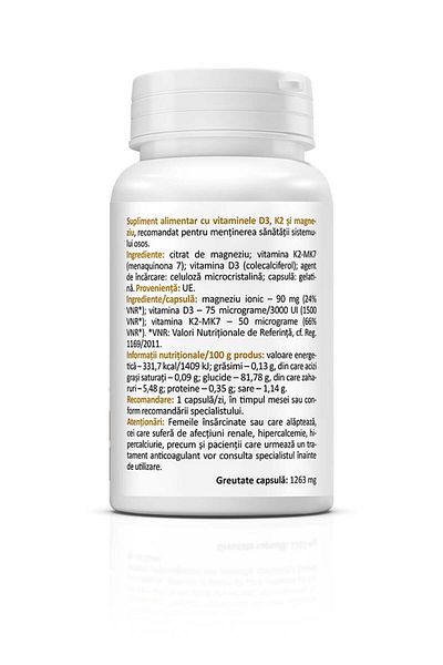 ZENYTH Vitamin D3 (3000 IU) K2 And Magnesium & Cofactors, 30 Capsules, Bone Health