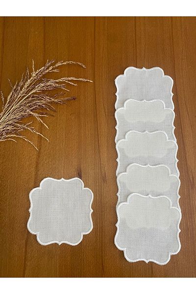 Smiling Home Linen Linen Ecru Color Stylish 6 Pieces Cocktail Serving Napkin