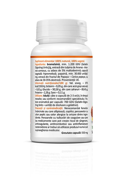 ZENYTH Bromelain Papain, 60 Capsules, Digestion, Joints, Injury Regeneration, Inflammation,