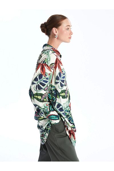 LC Waikiki Lcwaikiki Classic Green Print Women's Shirt Tunic