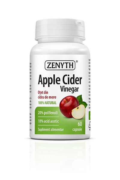 ZENYTH Apple Cider Vinegar, Apple Cider Vinegar, 60cps, Slimming, Blood Sugar, Digestion, Detox, 100% Natural