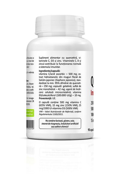 ZENYTH Quercetin Immune Complex, 90 Cps, Quercetin, Vitamins C & D3 Plus Zinc, Immunity