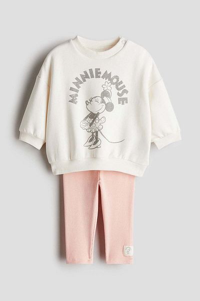 H&M طقم مكون من قطعتين من سويت شيرت وبنطال ضيق